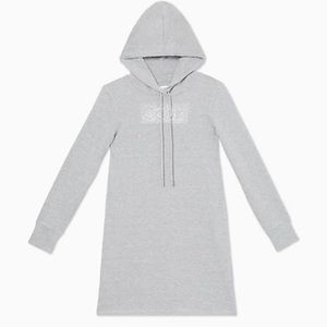 Calvin Klein CK Rhinestone Hooded Sweatshirt Sweat Shirt Dress Size Large NWT